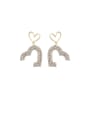 thumb Alloy With Imitation Gold Plated Simplistic Irregular Flash Diamond Love  Cluster Earrings 0