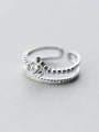 thumb 925 Sterling Silver Rhinestone Crown Minimalist Stackable Ring 0