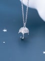 thumb 925 Sterling Silver Cubic Zirconia Simple full diamond umbrella pendant Necklace 2