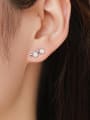 thumb 925 Sterling Silver Cubic Zirconia Round Classic Stud Earring 1