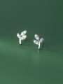 thumb 925 Sterling Silver Cubic Zirconia Leaf Minimalist Stud Earring 0
