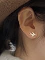 thumb 925 Sterling Silver Smooth Bird Minimalist Stud Earring 2