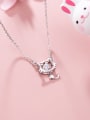 thumb 925 sterling silver rhinestone Cute cat  Pendant necklace 3