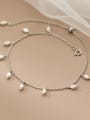 thumb 925 Sterling Silver Freshwater Pearl Oval Minimalist Anklet 2