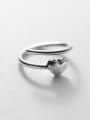 thumb 925 Sterling Silver Heart Minimalist Double Layer Band Ring 1