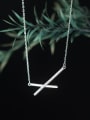 thumb 925 Sterling Silver Cubic Zirconia Cross Minimalist Necklace 0