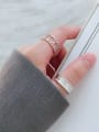 thumb S925  Sterling Silver Fashion  Simple Round Bead  Wide Face English Free Size Ring 1