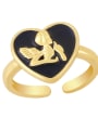 thumb Brass Enamel Heart Minimalist Band Ring 2