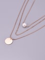 thumb Titanium Steel Imitation Pearl Tassel Minimalist Multi Strand Necklace 0