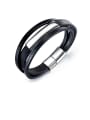 thumb Titanium Black Leather Geometric Minimalist Bracelets 0