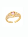thumb Brass Cubic Zirconia Heart Vintage Band Ring 3