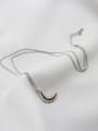 thumb 925 sterling silver simple fashion smooth Moon Pendant Necklace 1