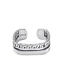 thumb 925 Sterling Silver Geometric Vintage Chain Double  Stackable Ring 0