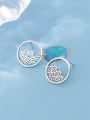 thumb 925 Sterling Silver Round Vintage  asymmetric Stud Earring 3