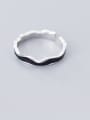 thumb 925 Sterling Silver Enamel Black Irregular Minimalist  Wave Free Size Ring 1