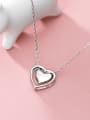 thumb 925 Sterling Silver Minimalist  Double Layer Heart   Pendant  Necklace 2