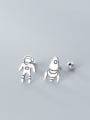 thumb 925 Sterling Silver  Cute Robot Stud Earring 1