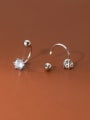 thumb 925 Sterling Silver Cubic Zirconia Geometric Minimalist Hook Earring 0