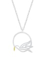 thumb 925 Sterling Silver  Minimalist Hollow Flying Bird Pendant Necklace 3