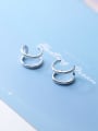 thumb 925 Sterling Silver irregular minimalist double smooth C-shaped hollow clip earring 0