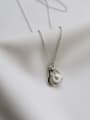 thumb 925 Sterling Silver Imitation Pearl Simple heart pendant  Necklace 0