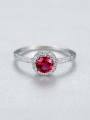 thumb 925 Sterling Silver Round Cubic Zirconia Dainty Band Ring 2