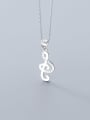 thumb 925 Sterling Silver Simple fashion notes diamond pendant Necklace 3
