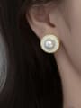 thumb 925 Sterling Silver Imitation Pearl Enamel Irregular Trend Stud Earring 1