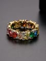 thumb Copper Cubic Zirconia Multi Color Geometric Dainty Band Ring 4