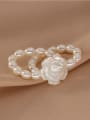 thumb 925 Sterling Silver Freshwater Pearl Flower Minimalist Band Ring 3