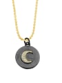 thumb Brass Cubic Zirconia Star Vintage Round Pendant Necklace 0