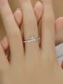 thumb 925 Sterling Silver Cubic Zirconia Leaf Dainty Band Ring 1