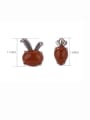 thumb 925 Sterling Silver Carnelian Asymmetrical  Rabbit Vintage Stud Earring 2