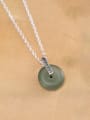 thumb 925 Sterling Silver Jade Geometric Vintage Necklace 2