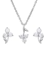 thumb Alloy Cubic Zirconia Dainty Flower Earring and Necklace Set 0