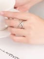 thumb 925 Sterling Silver Cross Letter X Vintage Midi Ring 1