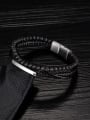 thumb Titanium Steel Artificial Leather Weave Hip Hop Bracelet 3