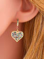 thumb Brass Cubic Zirconia Heart Ethnic Huggie Earring 1