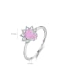thumb 925 Sterling Silver Opal Heart Dainty Band Ring 2