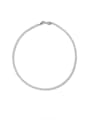 thumb 925 Sterling Silver Imitation Pearl Round Minimalist Beaded Necklace 0