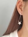 thumb 925 Sterling Silver Rhinestone Asymmetric Star Moon  Vintage Threader Earring 1