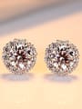 thumb 925 Sterling Silver Cubic Zirconia White Round Trend Stud Earring 2