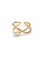 thumb Copper Imitation Pearl White Irregular Minimalist Free Size Band Ring 0
