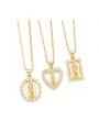 thumb Brass Cubic Zirconia Round Vintage Initials Necklace 0