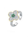 thumb 925 Sterling Silver Cubic Zirconia Clover Classic Band Ring 0