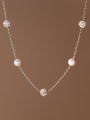 thumb 925 Sterling Silver Cubic Zirconia  Minimalist Lariat Necklace 0