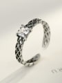thumb 925 Sterling Silver Cubic Zirconia antique openwork geometry free size ring 2