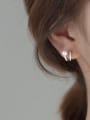 thumb 925 Sterling Silver Imitation Pearl Irregular Minimalist Stud Earring 2