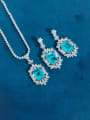thumb Luxury Geometric Brass Cubic Zirconia Earring and Necklace Set 0