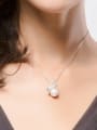 thumb Copper Cubic Zirconia White Flower Classic Necklace 1